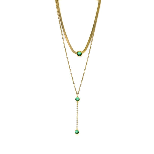 Collar doble esmeralda