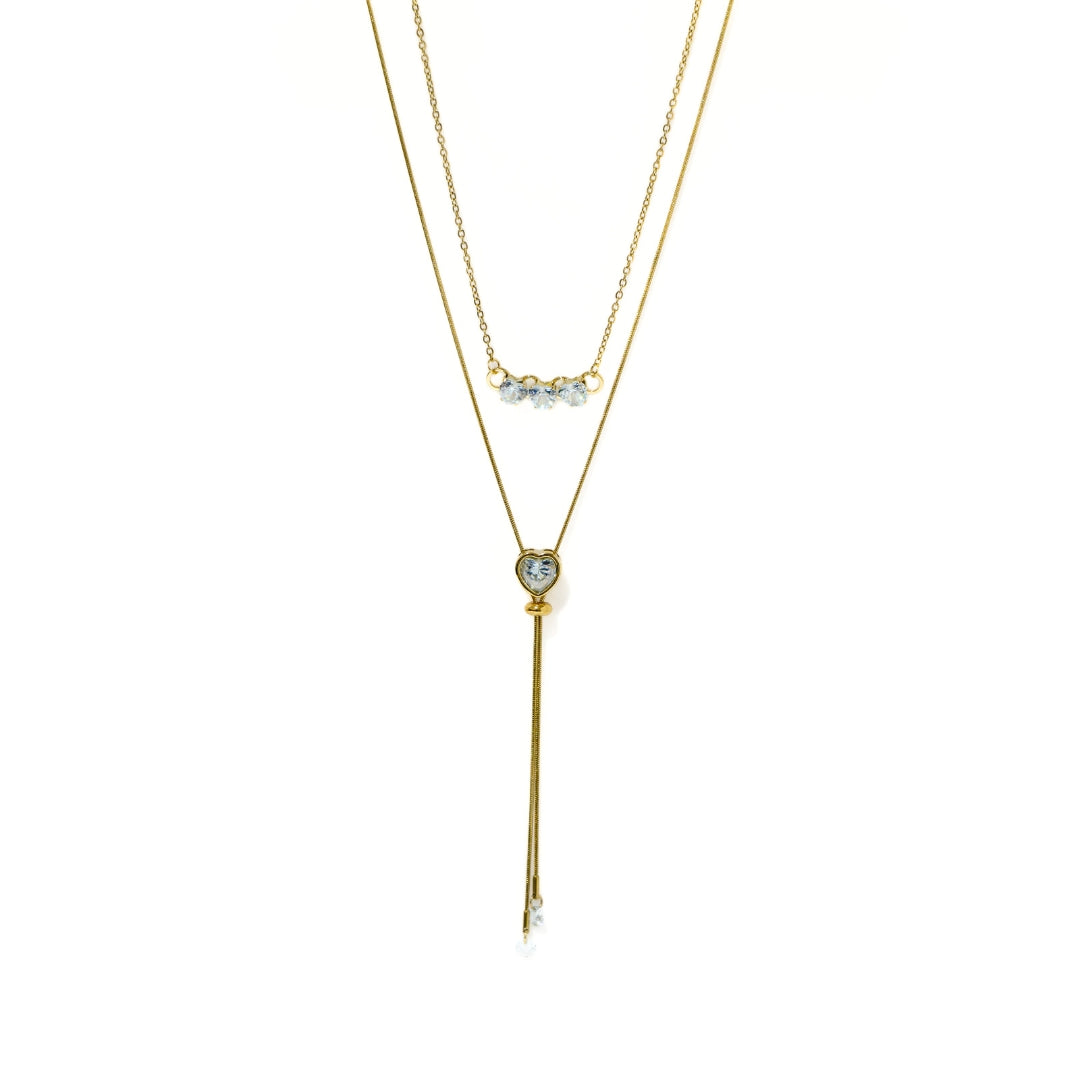 Collar doble 3 corazones