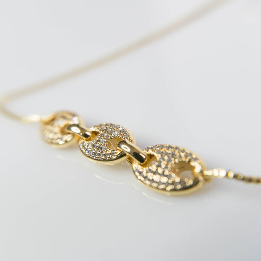 Pulsera eslabones brillantes dorada